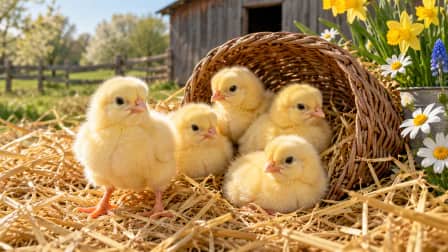Chicks Nestled in Straw jigsaw puzzle