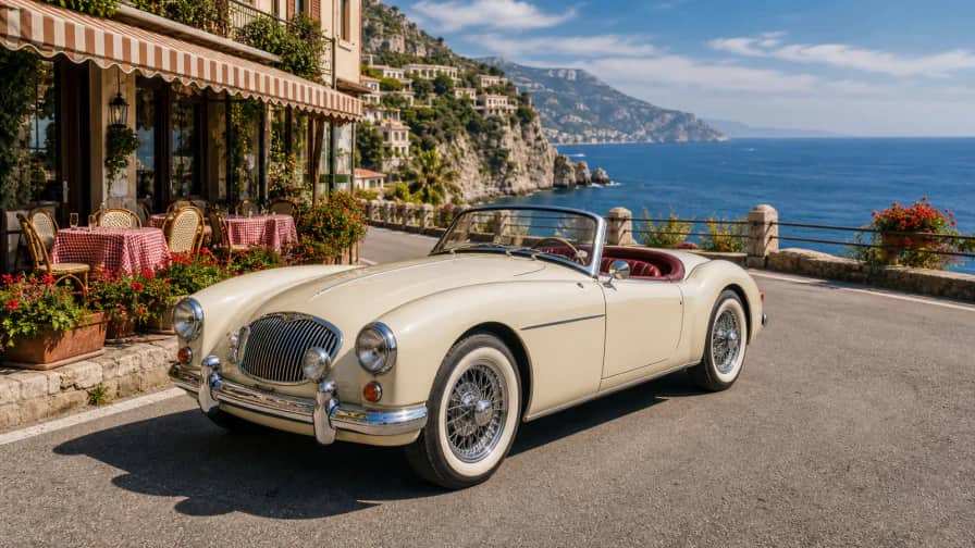 Classic Convertible by the Sea jigsaw puzzle