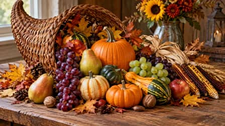 Cornucopia with Autumn Gourds jigsaw puzzle