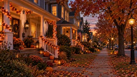 Decorated Halloween Street at Dusk jigsaw puzzle