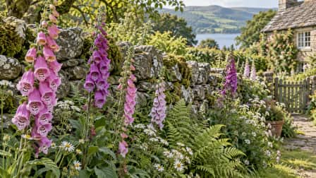 Foxgloves along a Stone Wall jigsaw puzzle