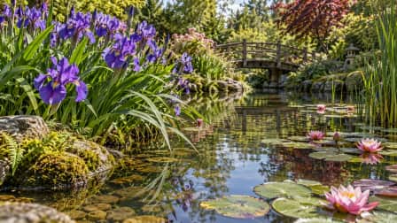 Irises beside a Garden Pond jigsaw puzzle