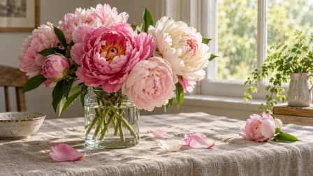 Peonies on a Linen Tablecloth jigsaw puzzle
