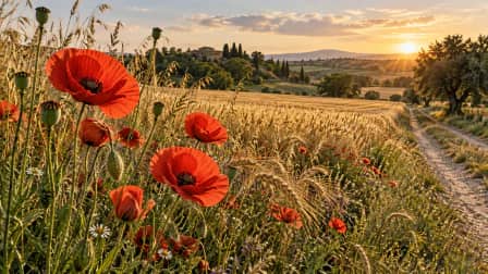Poppies beside a Sunlit Wheat Field jigsaw puzzle