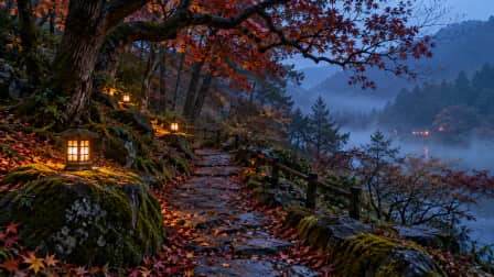 Spooky Forest Path with Lanterns jigsaw puzzle