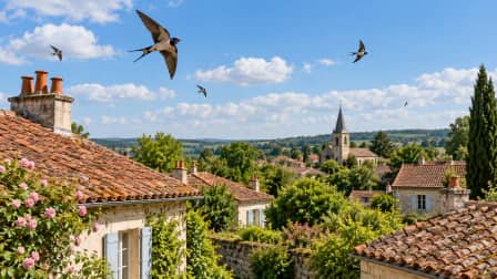 Swallows over a Village Roof jigsaw puzzle