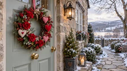 Valentine Wreath on a Cottage Door jigsaw puzzle