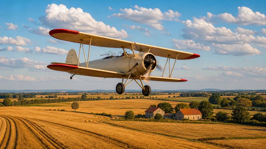 Vintage Airplane over Wheat Fields jigsaw puzzle