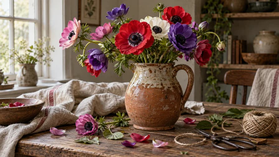 Anemones in an Earthenware Jug jigsaw puzzle preview