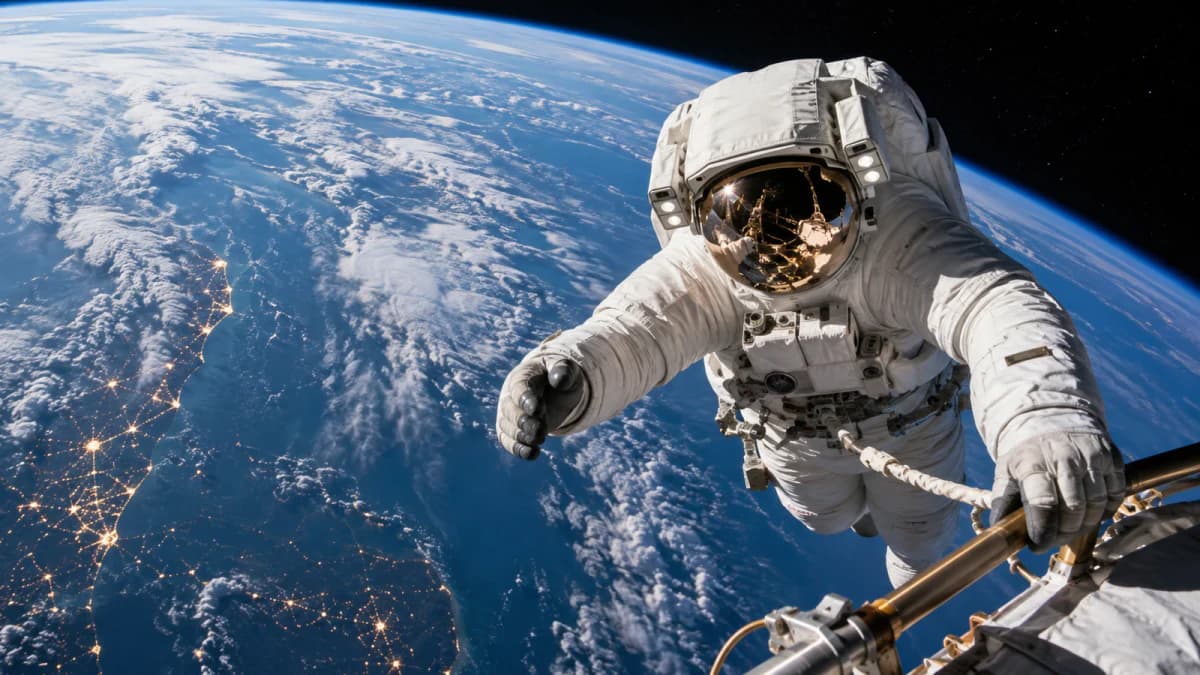 Astronaut above Earth jigsaw puzzle preview