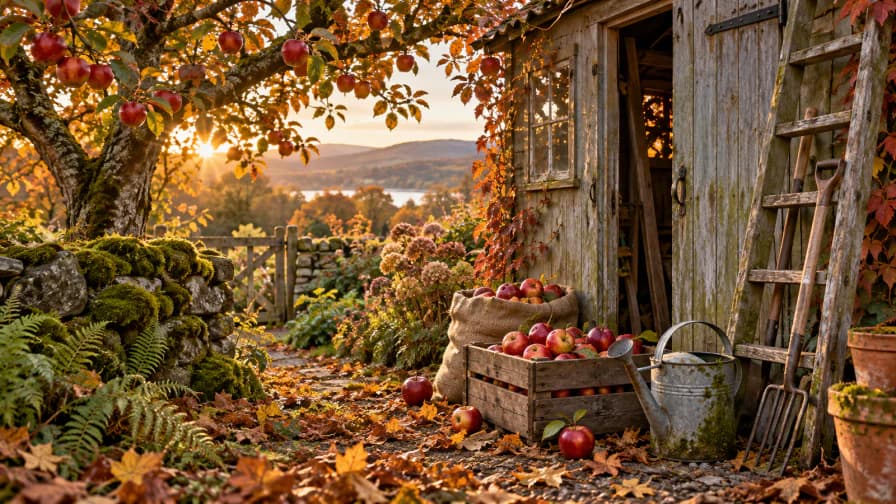 Autumn Apples beside a Garden Shed jigsaw puzzle preview
