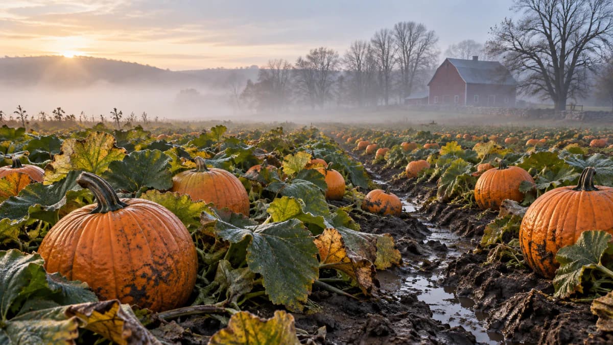 Autumn Fog over a Pumpkin Field jigsaw puzzle preview