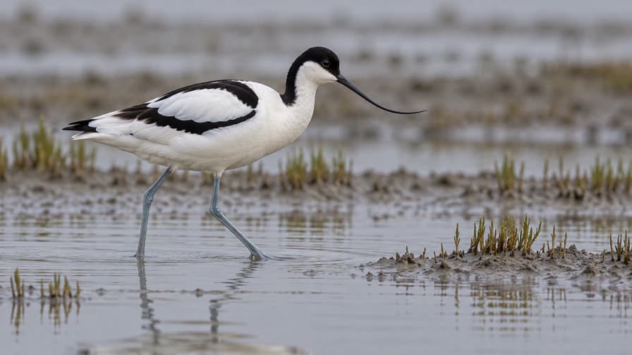 Avocet Wading across a Mudflat jigsaw puzzle