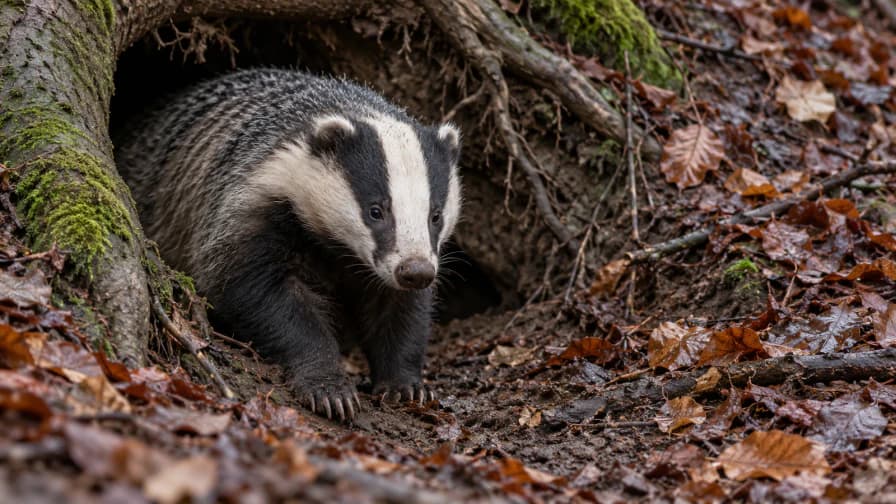Badger Emerging from a Woodland Sett jigsaw puzzle
