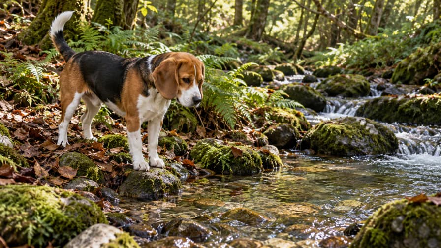 Beagle beside a Forest Stream jigsaw puzzle