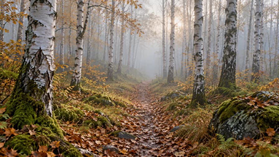 Birch Forest in Morning Mist jigsaw puzzle preview