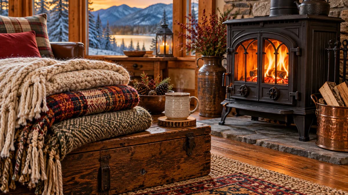 Blankets beside a Cast-Iron Stove jigsaw puzzle preview