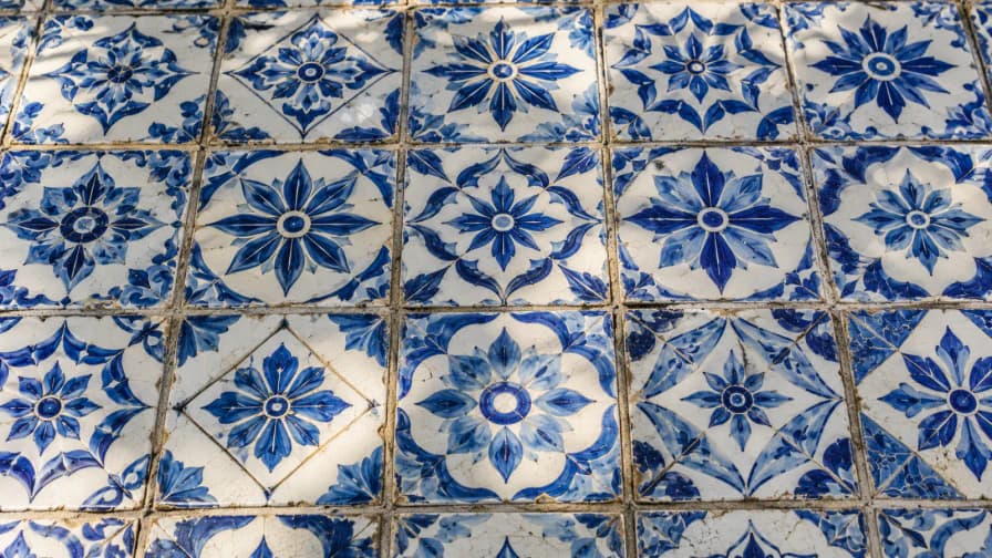 Blue and White Ceramic Rosettes jigsaw puzzle preview