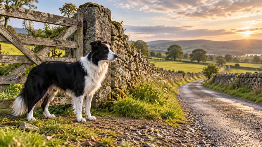 Border Collie beside a Stone Gate jigsaw puzzle