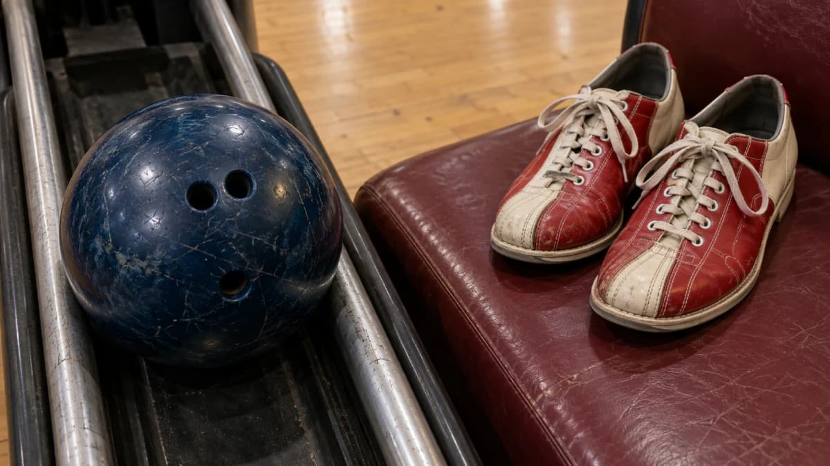 Bowling Ball and Worn Rental Shoes jigsaw puzzle preview