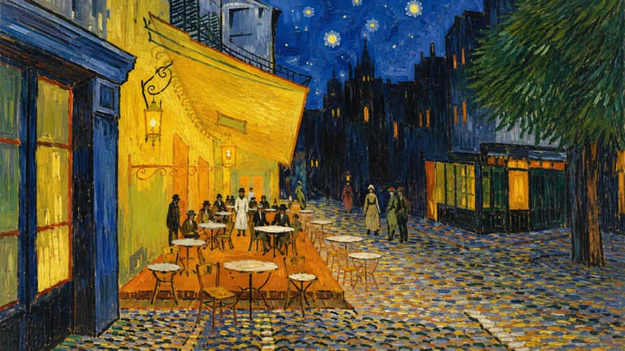 Inspired by Café Terrace at Night jigsaw puzzle preview