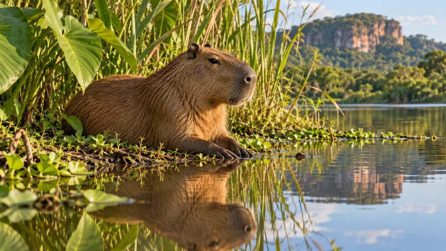 Capybara beside a Quiet Lagoon jigsaw puzzle