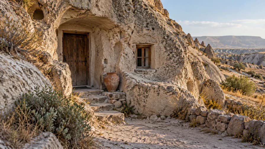 Cave Dwelling in Pale Volcanic Rock jigsaw puzzle