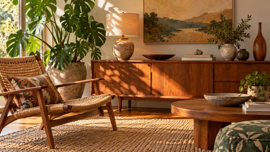 Ceramic Lamp in a Midcentury Room jigsaw puzzle preview