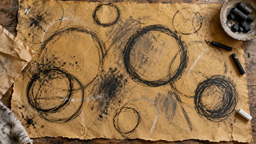Charcoal Circles on Ochre Paper jigsaw puzzle preview
