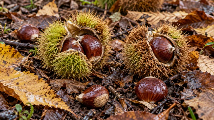 Chestnuts in Split Autumn Burrs jigsaw puzzle