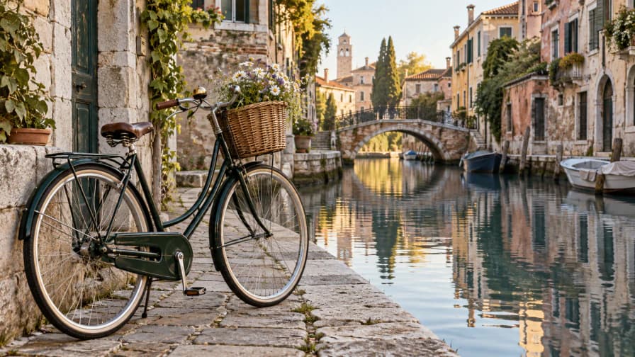 Classic Bicycle beside a Canal jigsaw puzzle preview