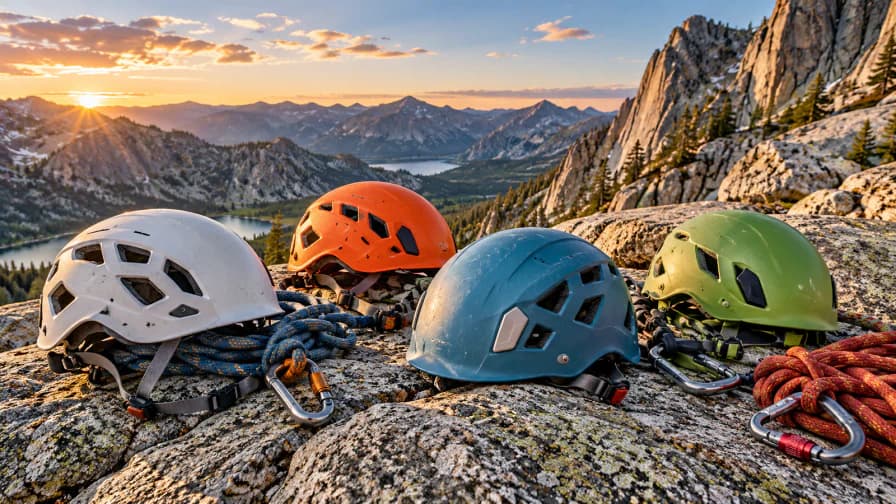 Climbing Helmets on a Granite Ledge jigsaw puzzle