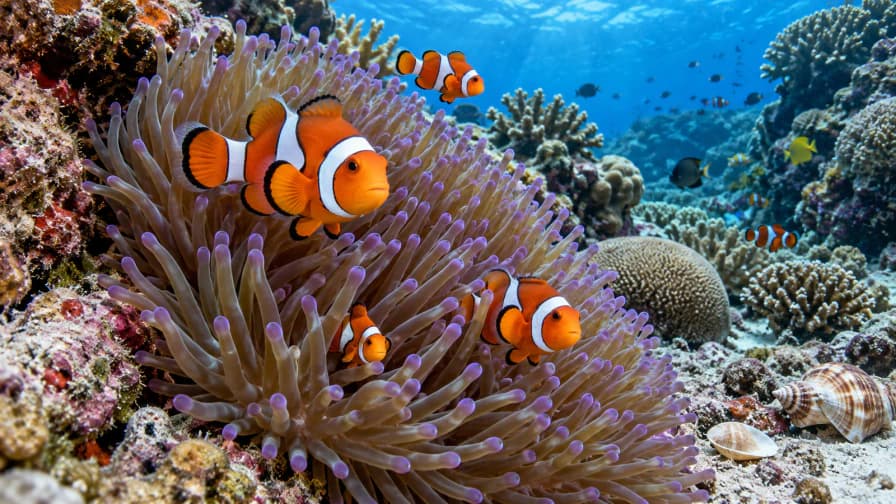 Clownfish among Purple Anemones jigsaw puzzle preview