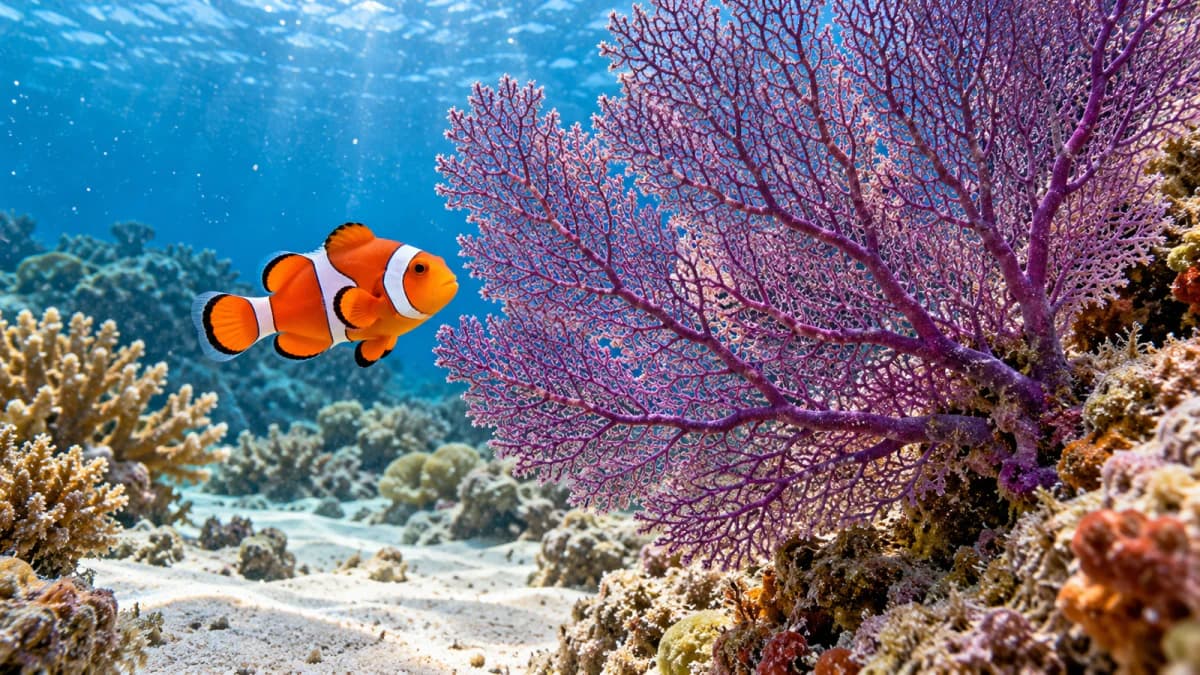 Clownfish beside a Sea Fan jigsaw puzzle preview