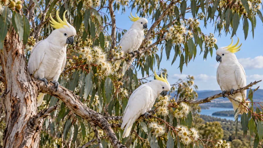 Cockatoos in a Flowering Gum Tree jigsaw puzzle preview