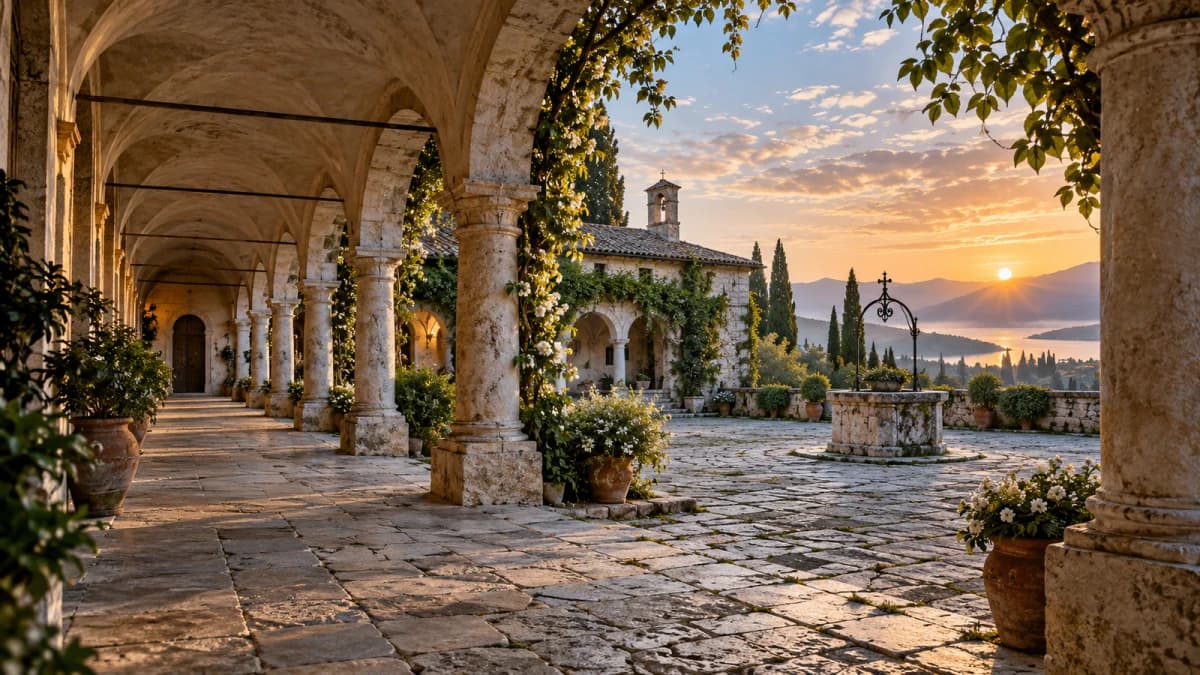 Courtyard Arcade at Dawn jigsaw puzzle preview
