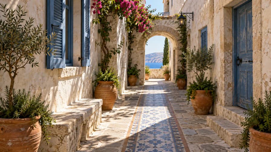 Courtyard Passage under Blue Shutters jigsaw puzzle