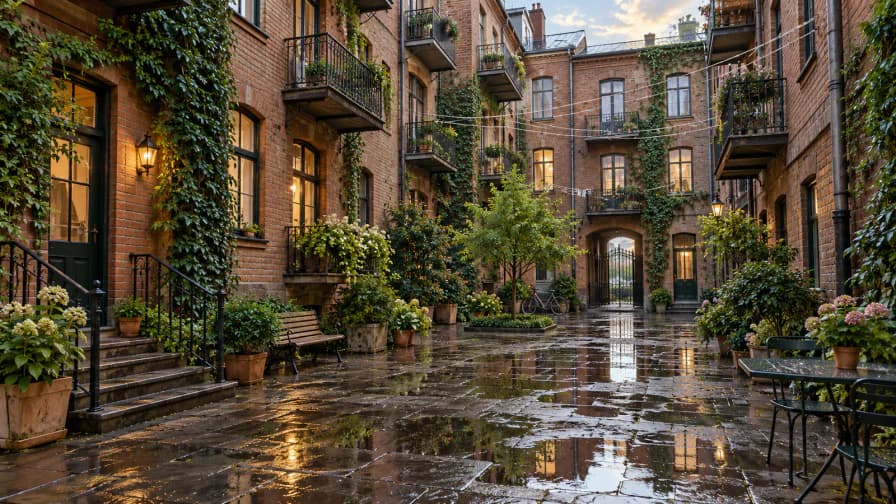 Courtyard Windows after Rain jigsaw puzzle
