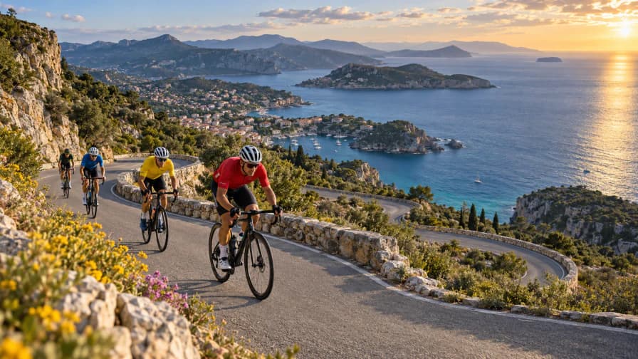 Cyclists on a Coastal Climb jigsaw puzzle preview