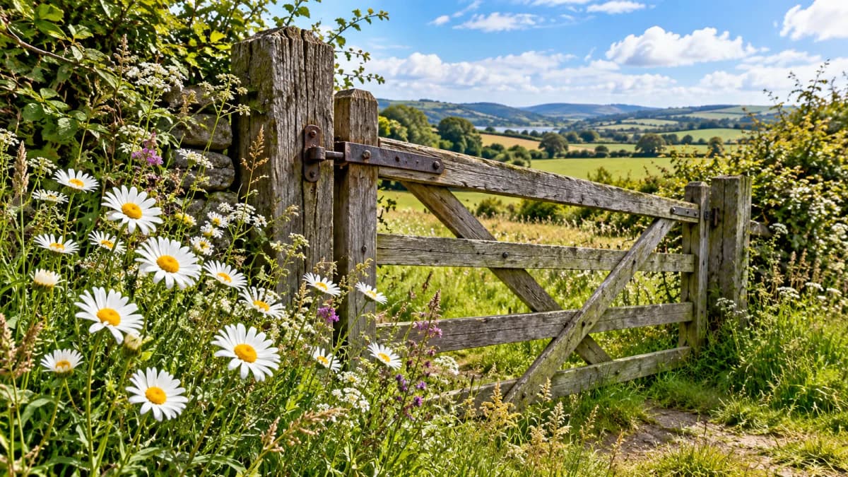 Daisies beside a Country Gate jigsaw puzzle preview