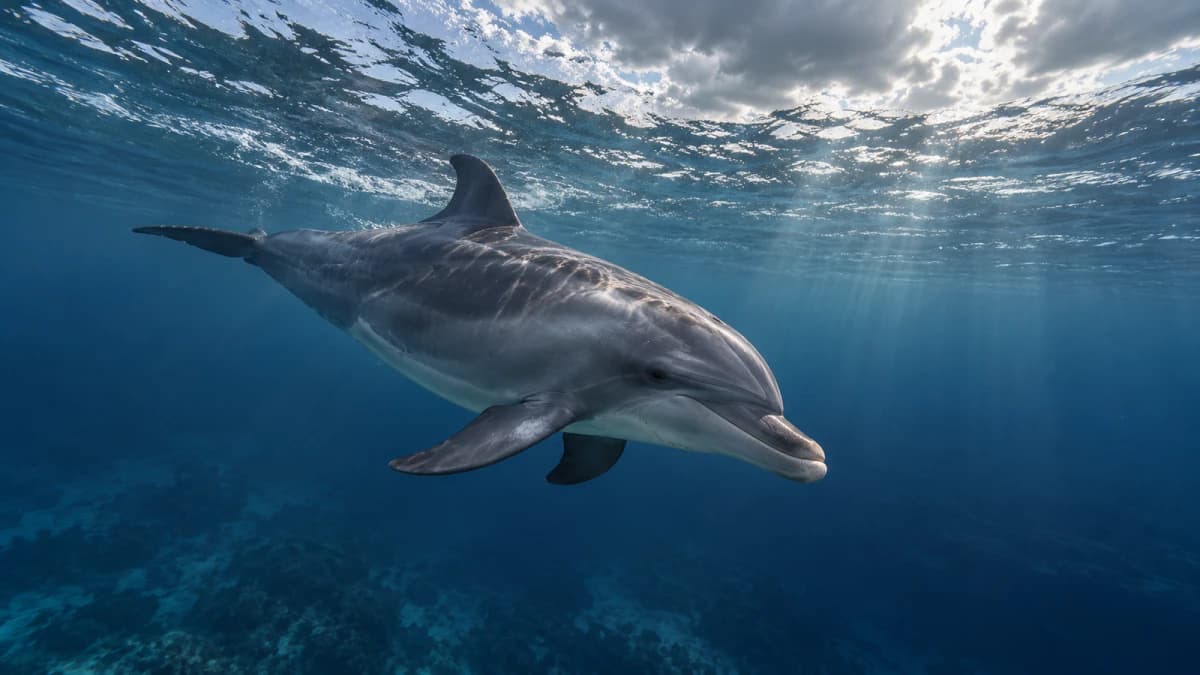 Dolphin beneath a Cloudy Surface jigsaw puzzle preview