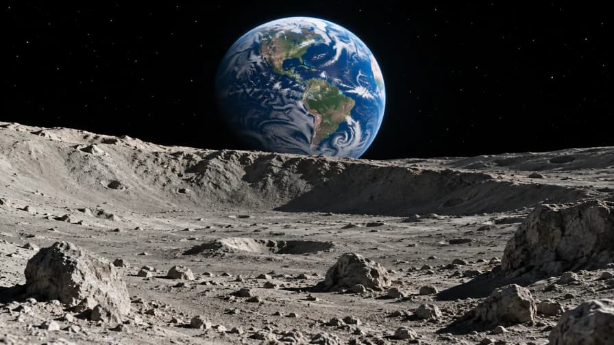 Earthrise above a Crater Rim jigsaw puzzle