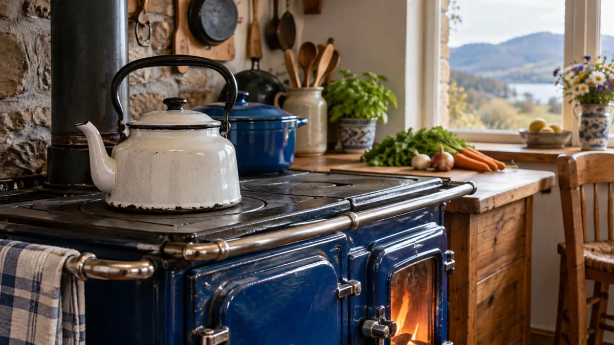 Enamel Kettle on a Blue Stove jigsaw puzzle preview