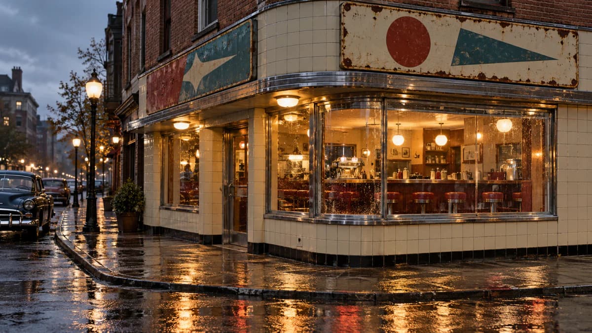 Enamel Signs in a Corner Cafe jigsaw puzzle preview