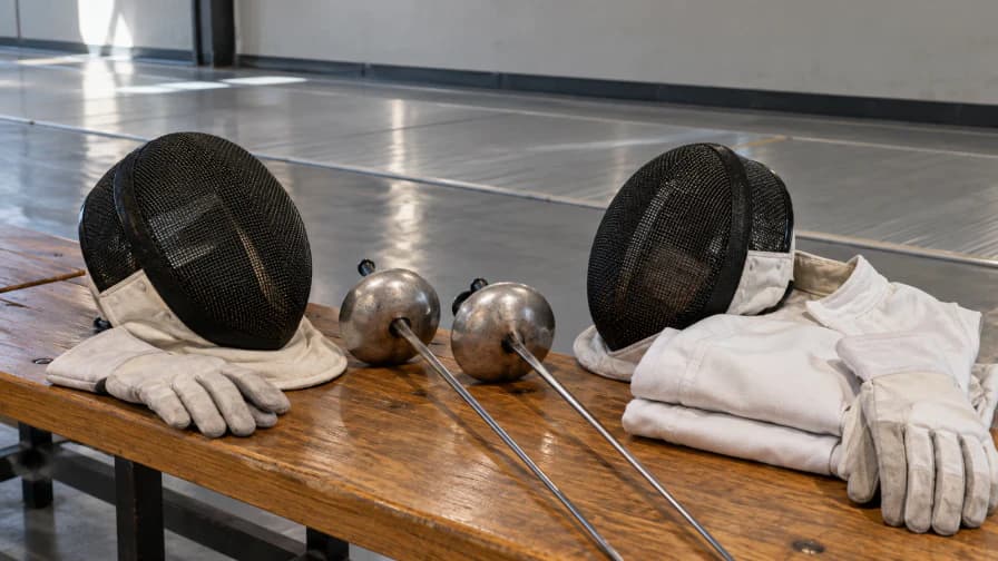 Fencing Masks on a Club Bench jigsaw puzzle preview