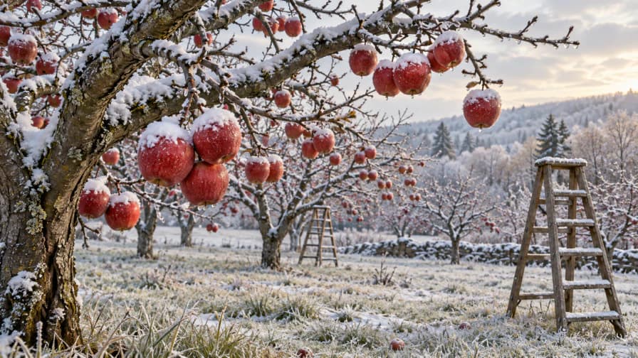 First Snow on Orchard Apples jigsaw puzzle preview