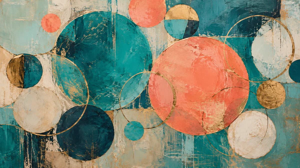 Painted Circles in Teal and Coral jigsaw puzzle preview