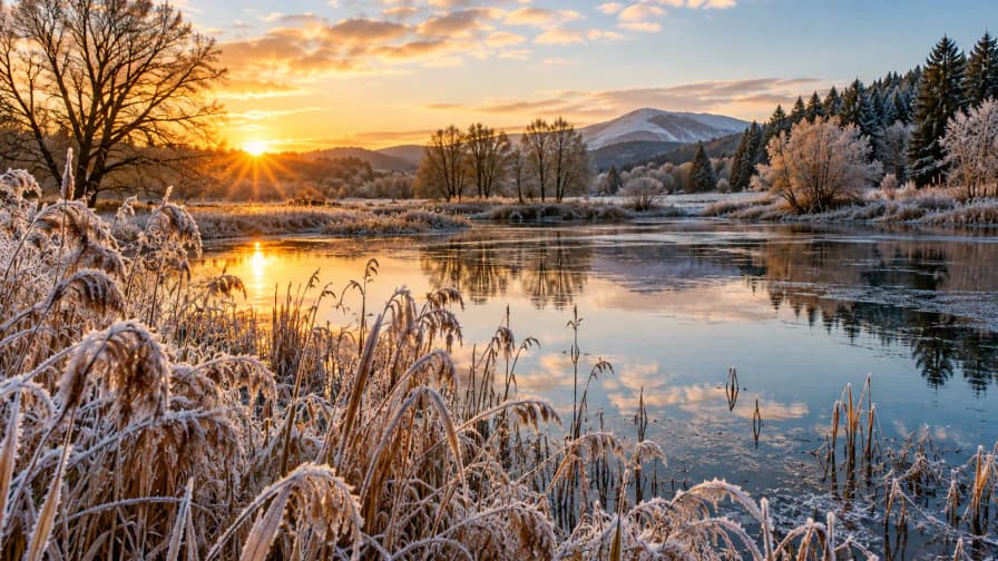 Frosted Reeds beside a Pond jigsaw puzzle