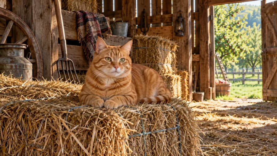 Ginger Cat in a Sunlit Barn jigsaw puzzle preview