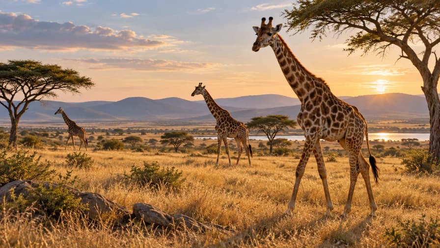 Giraffes under Acacia Trees jigsaw puzzle preview